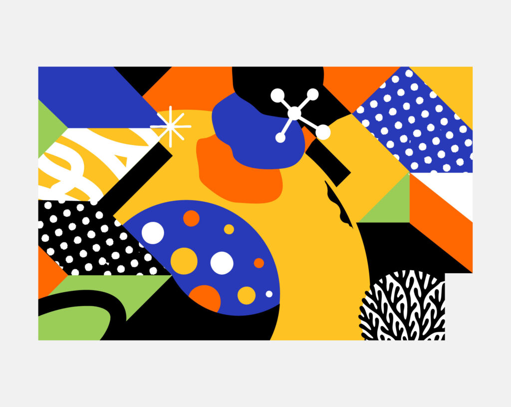 Colourful, geometric abstract painting design